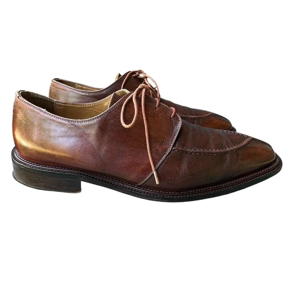 FOLIO New York Oxfords Dress Shoes Men's Size 11M‎ Brown Leather Split Toe Laces